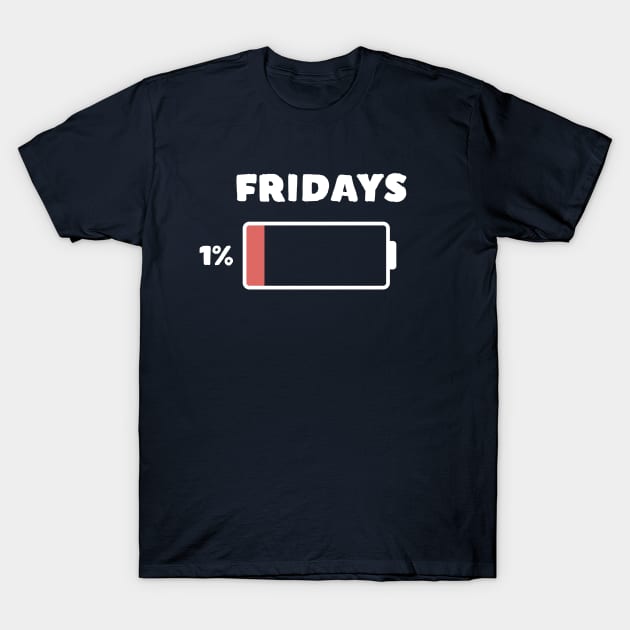 Low Battery TGIF Friday T-Shirt by happinessinatee